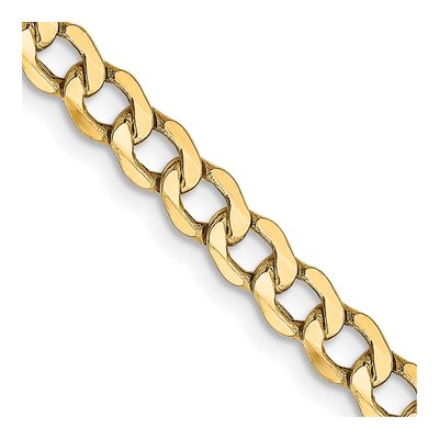 10K Yellow Gold 4.3mm Semi-Solid Curb Chain