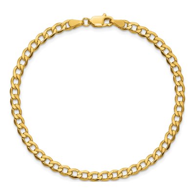 10K Yellow Gold 4.3mm Semi-Solid Curb Chain Bracelet – view 3