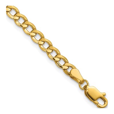 10K Yellow Gold 4.3mm Semi-Solid Curb Chain Bracelet