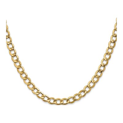 10K Yellow Gold 5.25mm Semi-Solid Curb Chain – view 2