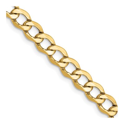 10K Yellow Gold 5.25mm Semi-Solid Curb Chain