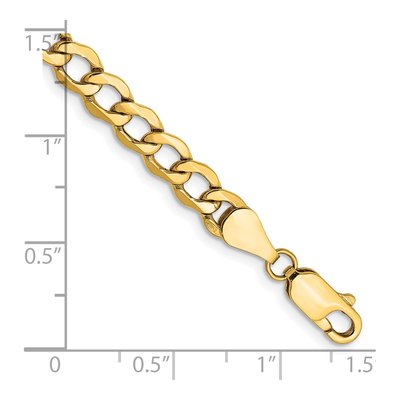 10K Yellow Gold 5.25mm Semi-Solid Curb Chain Bracelet – view 2