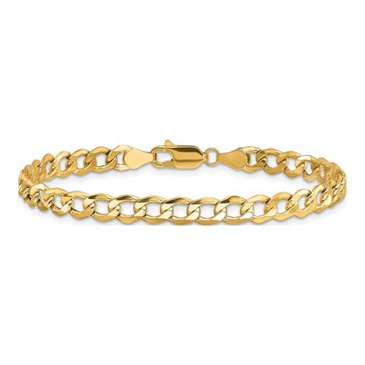 10K Yellow Gold 5.25mm Semi-Solid Curb Chain Bracelet – view 3