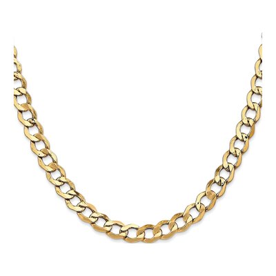 10K Yellow Gold 6.5mm Semi-Solid Curb Chain – view 2