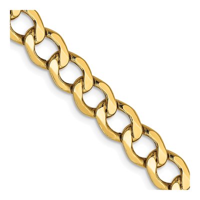10K Yellow Gold 6.5mm Semi-Solid Curb Chain