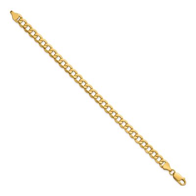 10K Yellow Gold 6.5mm Semi-Solid Curb Chain Bracelet – view 2