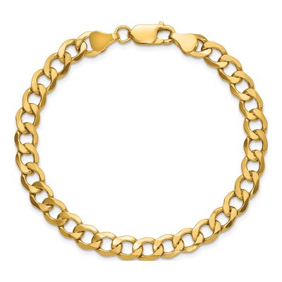 10K Yellow Gold 6.5mm Semi-Solid Curb Chain Bracelet – view 3