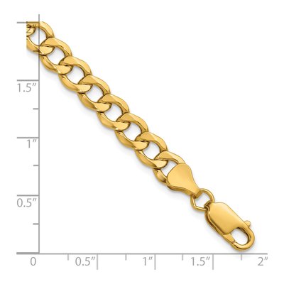 10K Yellow Gold 6.5mm Semi-Solid Curb Chain Bracelet – view 4
