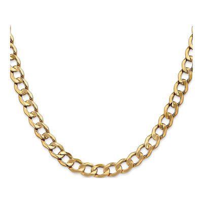 10K Yellow Gold 7mm Semi-Solid Curb Chain – view 3