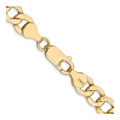 10K Yellow Gold 7mm Semi-Solid Curb Chain – view 4