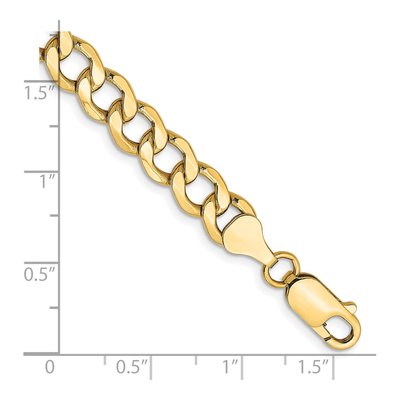10K Yellow Gold 7mm Semi-Solid Curb Chain Bracelet – view 2