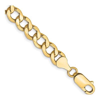10K Yellow Gold 7mm Semi-Solid Curb Chain Bracelet
