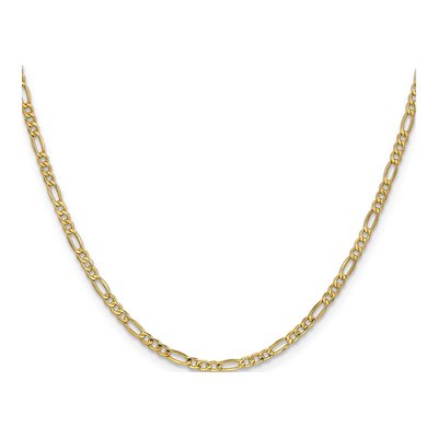10K Yellow Gold 2.5mm Semi-Solid Figaro Chain – view 2