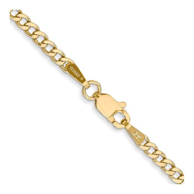10K Yellow Gold 2.5mm Semi-Solid Curb Chain – view 3