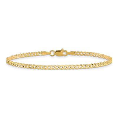 10K Yellow Gold 2.5mm Semi-Solid Curb Chain Bracelet – view 3
