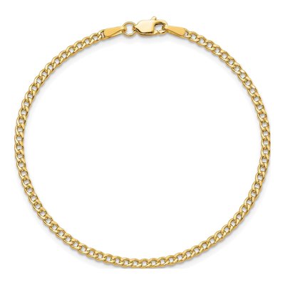 10K Yellow Gold 2.5mm Semi-Solid Curb Chain Bracelet – view 4