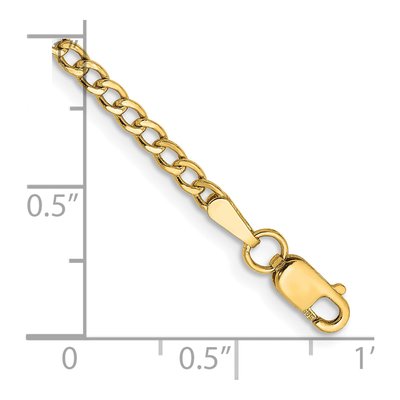 10K Yellow Gold 2.5mm Semi-Solid Curb Chain Bracelet – view 5