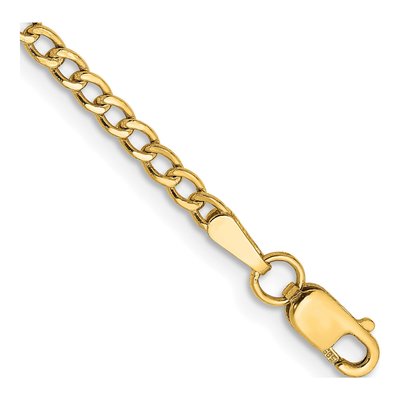 10K Yellow Gold 2.5mm Semi-Solid Curb Chain Bracelet