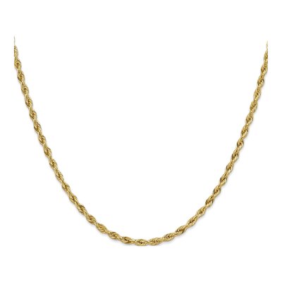10K Yellow Gold 3mm Semi-Solid Rope Chain – view 2