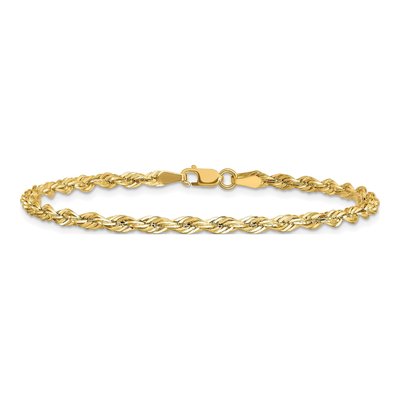10K Yellow Gold 3mm Rope Chain Anklet – view 3