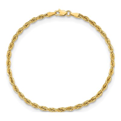 10K Yellow Gold 3mm Rope Chain Anklet – view 4
