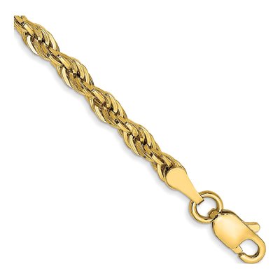10K Yellow Gold 3mm Rope Chain Anklet
