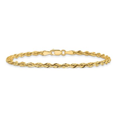10K Yellow Gold 2.8mm Semi-Solid Rope Chain Bracelet – view 3