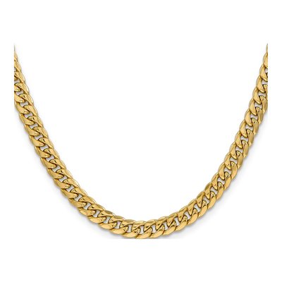 10K Yellow Gold 6mm Semi-Solid Miami Cuban Chain – view 2