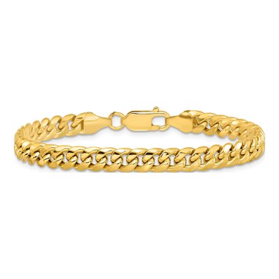 10K Yellow Gold 6mm Semi-Solid Miami Cuban Chain Bracelet – view 4