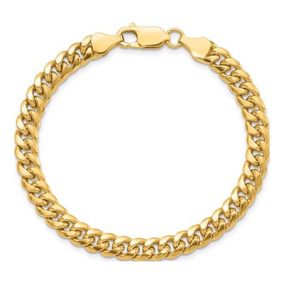 10K Yellow Gold 6mm Semi-Solid Miami Cuban Chain Bracelet – view 5