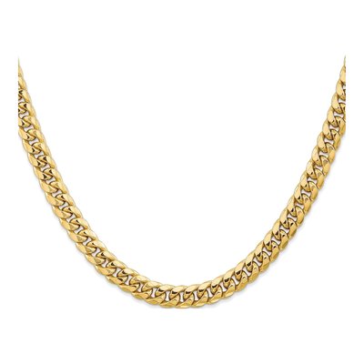 10K Yellow Gold 6.75mm Semi-Solid Miami Cuban Chain – view 2