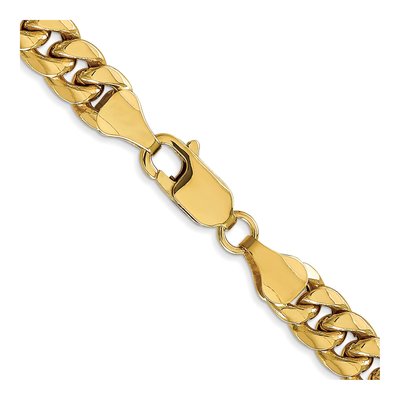 10K Yellow Gold 6.75mm Semi-Solid Miami Cuban Chain – view 3
