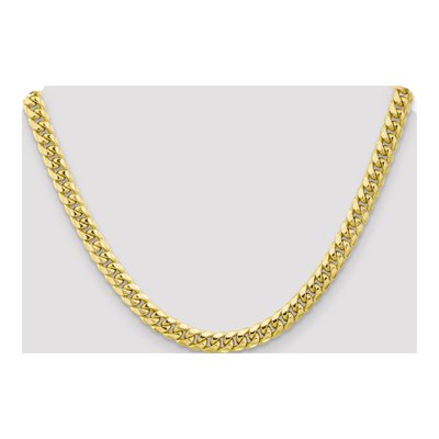 10K Yellow Gold 6.75mm Semi-Solid Miami Cuban Chain – view 4