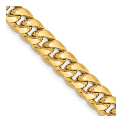 10K Yellow Gold 6.75mm Semi-Solid Miami Cuban Chain