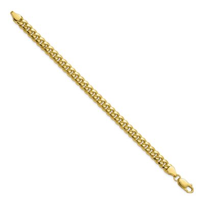 10K Yellow Gold 6.75mm Semi-Solid Miami Cuban Chain Bracelet – view 2