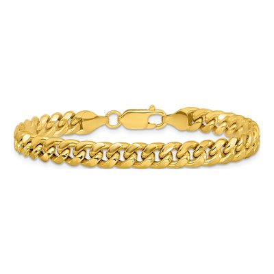10K Yellow Gold 6.75mm Semi-Solid Miami Cuban Chain Bracelet – view 4