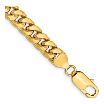 10K Yellow Gold 7.3mm Semi-Solid Miami Cuban Chain Bracelet