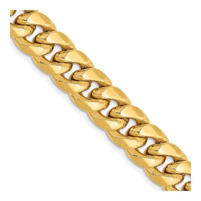 10K Yellow Gold 9.3mm Semi-Solid Miami Cuban Chain