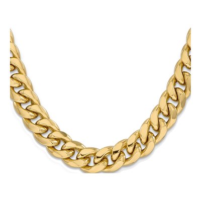 10K Yellow Gold 11mm Semi-Solid Miami Cuban Chain – view 2