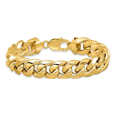 10K Yellow Gold 13.2mm Semi-Solid Miami Cuban Chain Bracelet – view 4