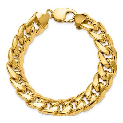 10K Yellow Gold 13.2mm Semi-Solid Miami Cuban Chain Bracelet – view 5