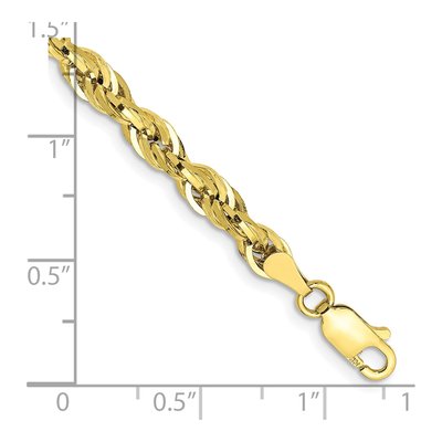 10K Yellow Gold 4.25mm Semi-Solid Rope Chain Bracelet – view 2