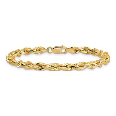 10K Yellow Gold 4.25mm Semi-Solid Rope Chain Bracelet – view 3
