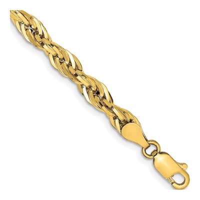 10K Yellow Gold 4.75mm Semi-Solid Rope Chain Bracelet