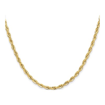 10K Yellow Gold 3.5mm Semi-Solid Rope Chain – view 2