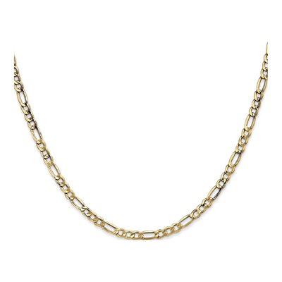 10K Yellow Gold 3.5mm Semi-Solid Figaro Chain – view 2