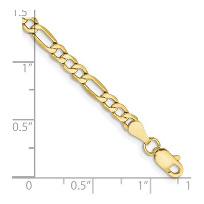 10K Yellow Gold 3.5mm Semi-Solid Figaro Chain Bracelet – view 2