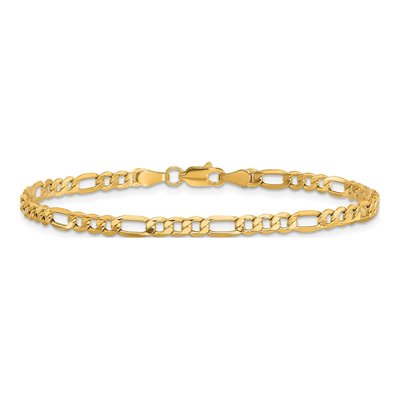 10K Yellow Gold 3.5mm Semi-Solid Figaro Chain Bracelet – view 3