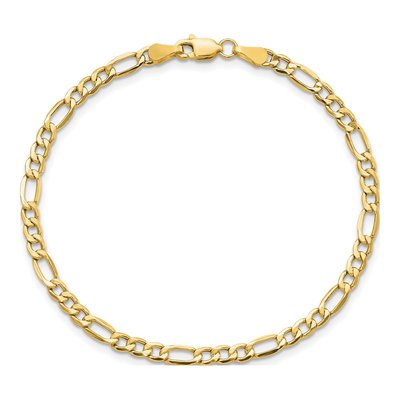 10K Yellow Gold 3.5mm Semi-Solid Figaro Chain Bracelet – view 4