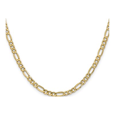 10K Yellow Gold 4.4mm Semi-Solid Figaro Chain – view 2